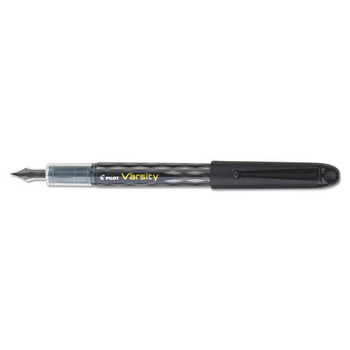 Pilot 90010 Varsity Medium 1 millimeter Fountain Pen - Black Ink/Clear/Black Barrel