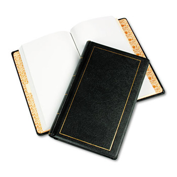  | Wilson Jones W0395-31 14 in. x 8.5 in. 250 Sheets 1-Subject Unruled Looseleaf Corporation Minute Book - Black/Gold Cover