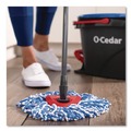 Mops | O-Cedar 168534EA 51 in. Adjustable Handle EZWring RinseClean Spin Mop System - Blue/White Microfiber Head, Red/Gray Handle image number 8