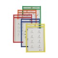 Report Covers & Pocket Folders | C-Line 41610 Super Heavy-Duty Top Load 6 in. x 9 in. Insert Reusable Dry Erase Pockets - Clear Front, Assorted Border Colors (10/Pack) image number 3