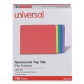 File Folders | Universal UNV16166 Reinforced 1/3-Cut Assorted Top-Tab File Folders - Letter Size, Assorted Colors (100/Box) image number 0