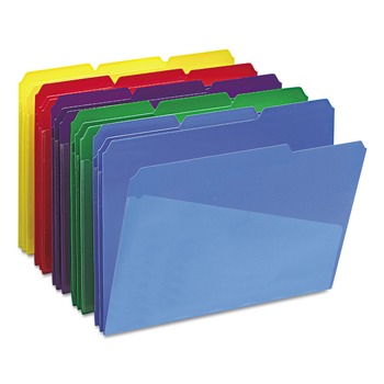 Smead 10540 0.75 in. Expansion Assorted 1/3-Cut Tabs Letter Size Poly Colored File Folders With Slash Pocket - Assorted (30/Box)