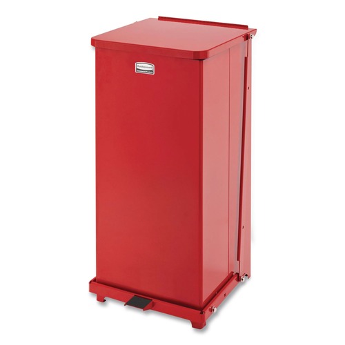 Trash & Waste Bins | Rubbermaid Commercial FGST24EPLRD 13 gal. Defenders Heavy-Duty Steel Step Can - Red image number 0
