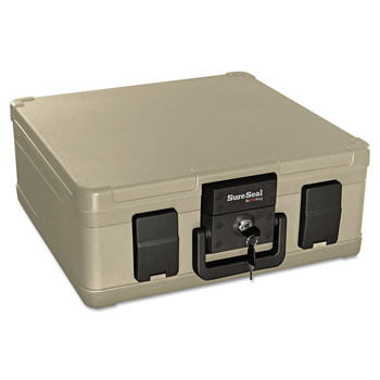 SureSeal By FireKing SS103 15.9w x 12.4d x 6.5h 0.27 cu ft Fire and Waterproof Chest - Taupe
