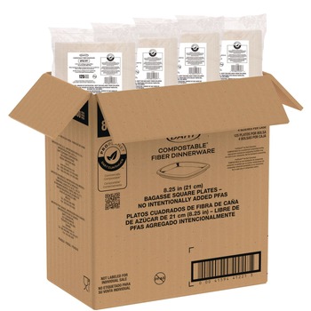 Dart 8PSC1PF ProPlanet Seal 8.25 in. x 8.25 in. Plate Compostable Molded Fiber Dinnerware - Tan (4/Carton)