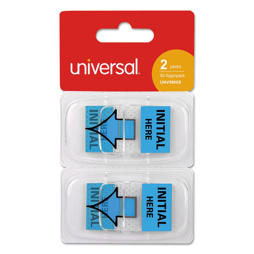 Page Flags | Universal UNV99009 Deluxe "Initial Here" Message Arrow Flags - Blue (100/Pack) image number 0