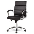 Alera | Alera ALENR4219 Neratoli Series Supports Up to 275 lbs. Mid-Back Slim Profile Faux Leather Chair - Black Seat/Back, Chrome Base image number 3