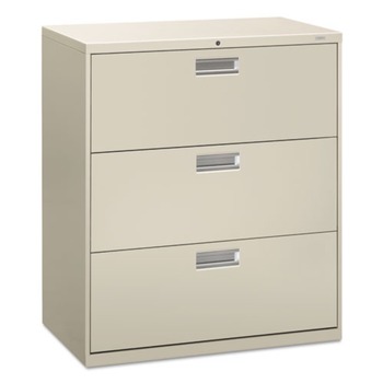 HON H683.L.Q Brigade 600 Series Three-Drawer 36 in. x 18 in. x 39.13 in. Lateral File - Light Gray