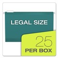 File Folders | Pendaflex 04153 1/5 TEA 1/5-Cut Tabs Legal Size Colored Reinforced Hanging Folders - Teal (25/Box) image number 4