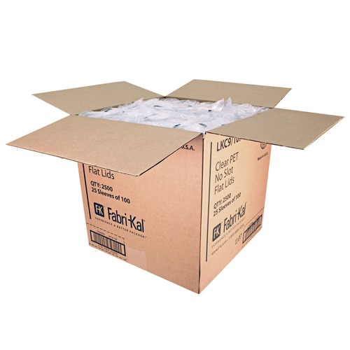 Cups and Lids | Fabri-Kal 9508068 Kal-Clear/Nexclear Flat Lid with No Slot Plastic Drink Cup Lids Fits 9 oz. to 10 oz. Cold Cups - Clear (2500/Carton) image number 0