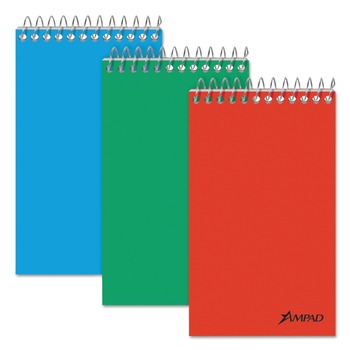Ampad 45-093 3 in. x 5 in. Memo Pads - Narrow, Assorted Cover Colors/White Pad (60 Sheets/Pad, 3 Pads/Pack)