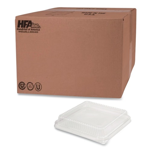  | Handi-Foil 4048DL 8.25 in. x 8.25 in. x 1.5 in. Plastic Dome Lid - Clear (500/Carton) image number 0