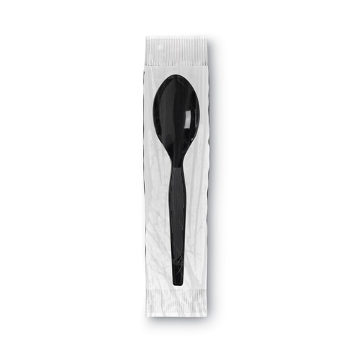 Cutlery | Dixie TM5W540 Grab&rsquo;N Go Wrapped Cutlery Teaspoons - Black (90/Box, 6 Box/Carton) image number 0
