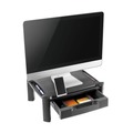 Monitor Stands | Innovera IVR55050 18.38 in. x 13.63 in. x 5 in. Large Monitor Stand with Cable Management and Drawer - Black image number 2
