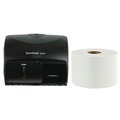 Paper Towel Holders | Boardwalk 47GREEN45XTRA-BNDL 11.13 in. x 7.38 in. x 8.88 in. Xtra 2-Roll Controlled Bath Tissue Dispenser with 2-Ply Green Xtra Controlled Bath Tissue Bundle (36 Rolls/Carton) image number 0
