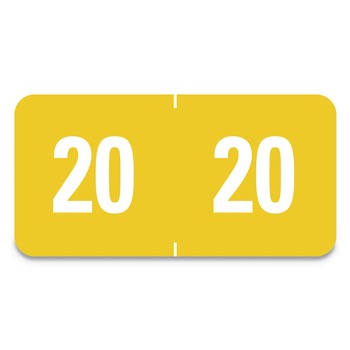 Smead 67920 0.5 x 1 Yearly End Tab 20 File Folder Labels - Yellow (250/Pack)