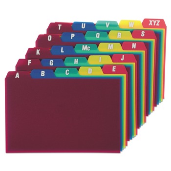 Oxford 73154 4 x 6 Durable Poly A-Z Card Guides - Assorted Colors (25-Piece/Set)