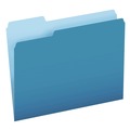 File Folders | Pendaflex 152 1/3 BLU Assorted 1/3-Cut Tabs Letter Size Colored File Folders - Blue/Light Blue (100/Box) image number 0