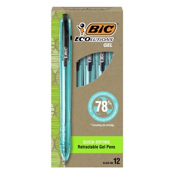 PRODUCTS | BIC RGLE11 BLK Ecolutions 1 mm Medium Gel Pen - Black Ink/Blue Barrel (1-Dozen)