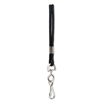 LABEL AND BADGE HOLDERS | SICURIX BAU68909 36 in. Long Metal Hook Fastener Nylon Rope Lanyard - Black