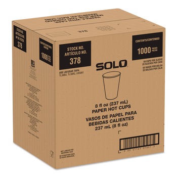 SOLO 378RC-PLANET Recycled Content PCF Paper Hot Cups ProPlanet Seal 8 oz White/Blue (1000/Carton)
