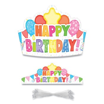  | Carson-Dellosa 101100 14.5 in. x 5.13 in. Birthday Student Crown - Assorted Colors (30/Pack)