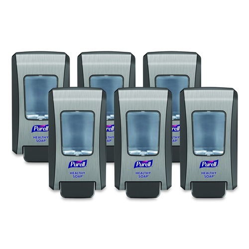 Soap Dispensers | PURELL 5234-06 FMX-20 6.5 in. x 4.65 in. x 11.86 in. 2,000 mL Soap Push-Style Dispenser - Graphite/Chrome (6/Carton) image number 0