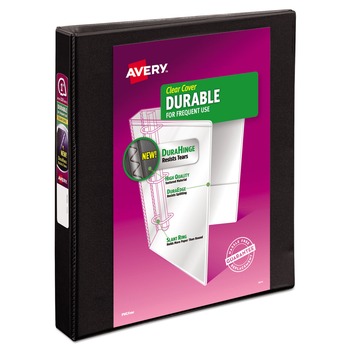 Avery 17011 3 Slant Rings 1 in. Capacity 11 in. x 8.5 in. Durable View Binder with DuraHinge - Black