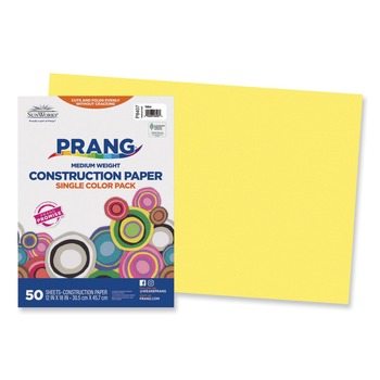 Prang P8407 12 in. x 18 in. 50 lb Text Weight SunWorks Construction Paper - Yellow (50/Pack)