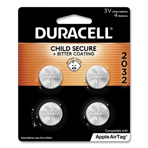 Batteries | Duracell DL2032B4PK 2032 Lithium Coin Batteries with Bitterant (4/Pack) image number 0