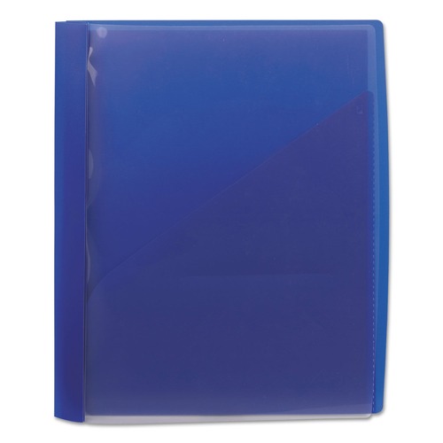 File Folders | Smead 86011 8.5 in. x 11 in. 0.5 in. Capacity Double-Prong Fastener Clear Front Poly Report Cover - Clear/Blue (5/Pack) image number 0
