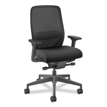HON HONNR12SAMC10BT Nucleus Series 16.63 to 21.13 Seat Height Supports Up to 300 lb Recharge Task Chair - Black Seat/Back, Black Base