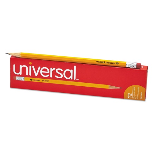 Pencils | Universal UNV55400 HB #2 Woodcase Pencil - Black Lead/Yellow Barrel (1-Dozen) image number 0