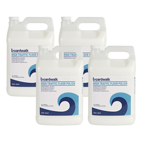 Floor Cleaners | Boardwalk 132000-41ESSN 1 Gallon High Traffic Floor Polish (4/Carton) image number 0