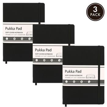 PRODUCTS | PUKKA PAD 9940SIG3 96-Sheets 8.2 in. x 5.11 in. College Rule Soft Cover Notebook - Black Cover (3/Pack)