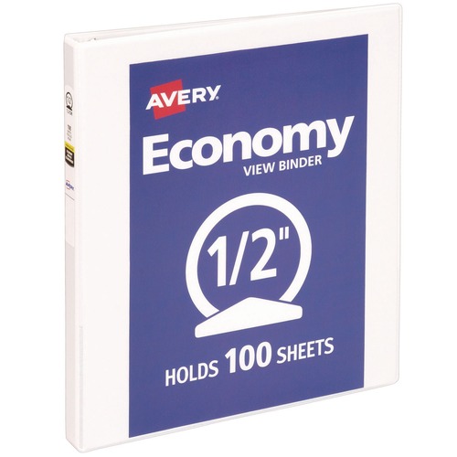 Back to School Sale | Avery 05706 3 Round Rings 0.5 in. Capacity 11 in. x 8.5 in. Economy View Binder - White image number 0