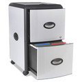 Office Filing Cabinets & Shelves | Storex 61352U01C 19 in. x 15 in. x 23 in. 2 Letter File Drawers Mobile Filing Cabinet with Metal Siding and Top-Drawer Organizer Tray - Silver/Black image number 2