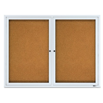 Quartet 2124 48 in. x 36 in. Cork/Fiberboard Enclosed Cork Bulletin Board - Silver Aluminum Frame