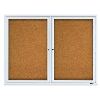 Quartet 2124 48 in. x 36 in. Cork/Fiberboard Enclosed Cork Bulletin Board - Silver Aluminum Frame