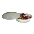Food Trays, Containers, and Lids | Boardwalk BWKROUND9FLID 9 in. Flat Paper Lids for Aluminum Round To-Go Containers - Silver (500/Carton) image number 2