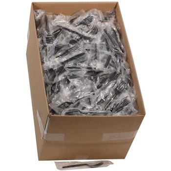 Pactiv Corp. MKFE Individually Wrapped Heavyweight Plastic Meadoware Cutlery Fork - Black (1000/Carton)