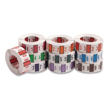 Smead 67380 1 in. x 1.25 in. 0-9 Numerical End Tab File Folder Labels - White (1/Box)