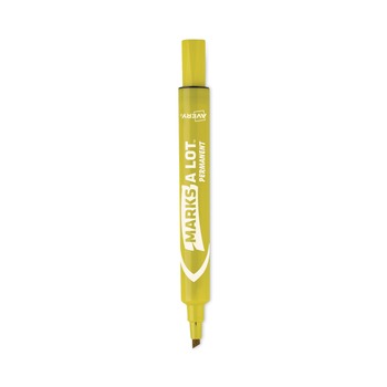 Avery 08882 MARKS A LOT Broad Chisel Tip Large Desk-Style Permanent Marker - Yellow (1-Dozen)