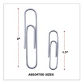 Paper Clips | Universal UNV21001 Plastic-Coated Paper Clips - Assorted Sizes Silver (1000/Pack) image number 4
