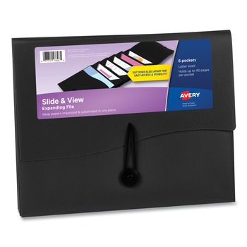 FILING AND FOLDERS | Avery 73542 Slide and View 6-Section Letter Size Expanding File - Black