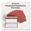 File Folders | Smead 19075 Six SafeSHIELD Fasteners 2/5-Cut Tabs 2 Dividers Legal Size Pressboard Classification Folders - Red (10/Box) image number 2