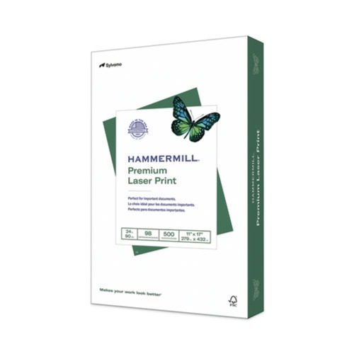 Copy & Printer Paper | Hammermill 10462-0 Premium Laser 24 lbs.11 in. x 17 in. Print Paper - 98 Bright White (500/Ream) image number 0