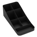 Breakroom Supplies | Mind Reader COMP7BLK 7.75 in. x 16 in. x 5.25 in. 7-Compartment Trove Coffee Condiment Organizer - Black image number 2