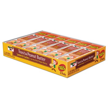 Keebler KEE21166 8 Cracker Snack Pack Sandwich Crackers - Toast and Peanut Butter (12/Box)