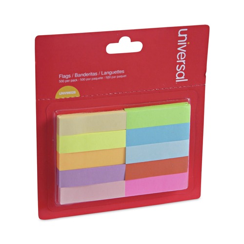 Sticky Notes & Post it | Universal UNV99026 1/2 in.x 2 in. Self-Stick Page Tabs - Assorted Colors (500/Pack) image number 0